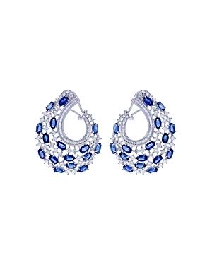 Bloomingdale's Blue Sapphire & Diamond Front To Back Earrings In 14k White Gold - 100% Exclusive