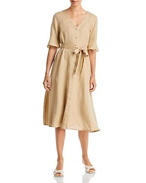 Dkny Linen V-neck Shirt Dress