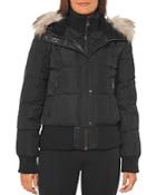 Vince Camuto Faux Shearling Lined Hood Bomber Coat