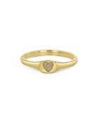 Zoe Chicco 14k Yellow Gold Itty Bitty Symbols Diamond Heart Signet Ring