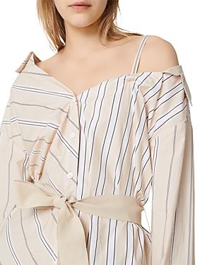 Maje Riavila Striped Asymmetrical Dress