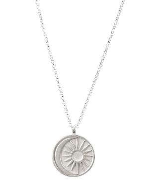 Dogeared Sun & Moon Medallion Necklace In Sterling Silver, 20