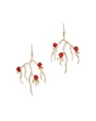 Annette Ferdinandsen Design 14k Yellow Gold Rose Garden Coral Drop Earrings