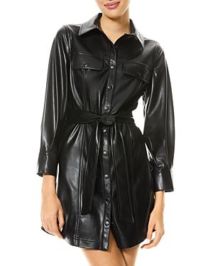 Alice And Olivia Miranda Vegan Leather Shirt Dress