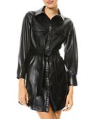 Alice And Olivia Miranda Vegan Leather Shirt Dress