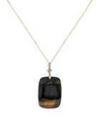 Bloomingdale's Tiger Eye & Diamond Pendant Necklace In 14k Yellow Gold, 18 - 100% Exclusive