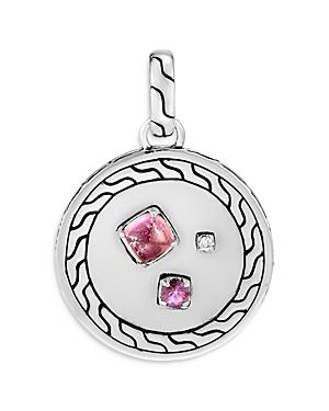John Hardy Sterling Silver Classic Chain Pendant With Diamonds, Pink Tourmaline & Pink Sapphire