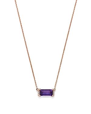 Bloomingdale's Amethyst & Diamond Accent Bar Necklace In 14k Rose Gold, 16-18 - 100% Exclusive