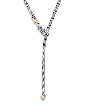 John Hardy 18k Yellow Gold & Sterling Silver Classic Chain Diamond Pave Lariat Necklace, 28
