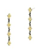 Freida Rothman Visionary Fusion Cubic Zirconia Clover Linear Drop Earrings In Black & Gold Tone Sterling Silver