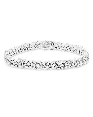 Suzanne Kalan 18k White Gold Fireworks Diamond Round Cut & Baguette Scattered Cluster Tennis Bracelet