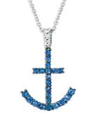 Bloomingdale's Sapphire And Diamond Anchor Pendant Necklace In 14k White Gold, 16 - 100% Exclusive