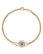 Suzanne Kalan 18k Yellow Gold Evil Eye Blue Sapphire & Diamond Double Chain Bracelet