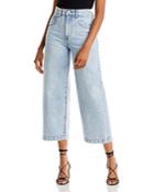 Alexanderwang.t Frayed High Rise Cropped Wide Leg Jeans In Pebble Beach