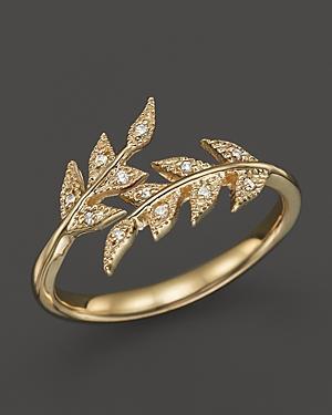 Mizuki 14k Yellow Gold Double Branchlet Ring With Diamonds