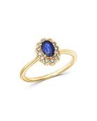 Bloomingdale's Blue Sapphire & Diamond Oval Ring In 14k Yellow Gold - 100% Exclusive