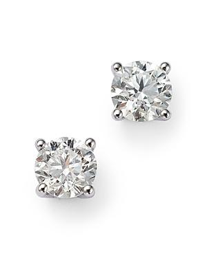 Colorless Certified Round Diamond Stud Earring In 18k White Gold, 0.75 Ct. T.w. - 100% Exclusive