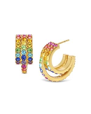 Kurt Geiger London Rainbow Pave Huggie Hoop Earrings