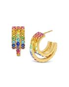 Kurt Geiger London Rainbow Pave Huggie Hoop Earrings