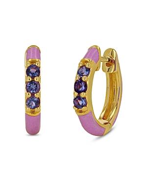 Rachel Reid 14k Yellow Gold Iolite & Enamel Huggie Hoop Earrings