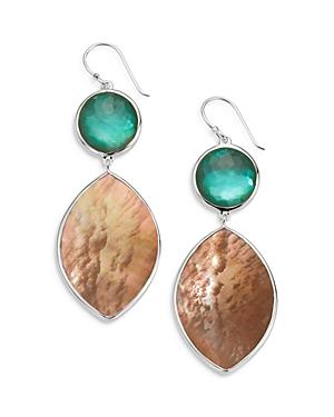 Ippolita Sterling Silver 925 Wonderland Brown Shell & Denim Mother Of Pearl Doublet Drop Earrings