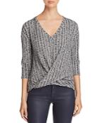Three Dots Ribbed Twist-front Sweater