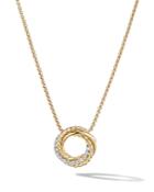 David Yurman 18k Yellow Gold Crossover Mini Pendant Necklace With Diamonds, 17