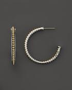 Lagos 18k Gold And Sterling Silver Enso Medium Caviar Lined Hoop Earrings
