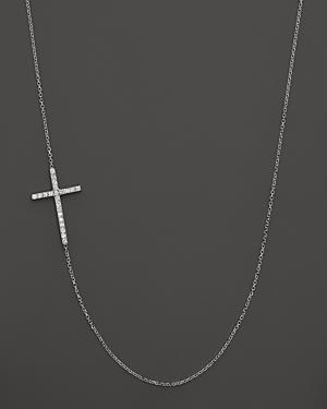 Kc Designs Diamond Side Cross Necklace In 14k White Gold, .19 Ct. T.w. - 100% Exclusive