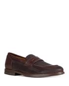 Geox Men's Bayle Moc Toe Woven Leather Penny Loafers