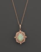 Opal And Diamond Antique Inspired Pendant Necklace In 14k Rose Gold, 16