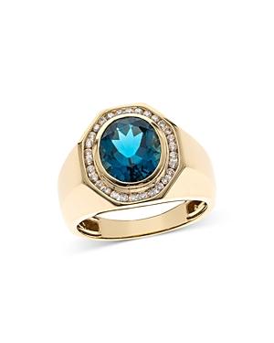 Bloomingdales London Blue Topaz & Diamond Men's Ring In 14k Yellow Gold - 100% Exclusive