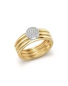 Diamond Pave Three Band Ring In 14k White And Yellow Gold, .12 Ct. T.w.