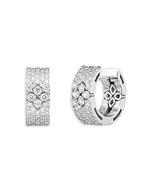 Roberto Coin 18k White Gold Love In Verona Diamond Huggie Hoop Earrings