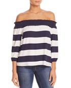 Three Dots Striped Off-the-shoulder Top