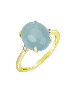 Meira T 14k White & Yellow Gold Milky Aquamarine & Diamond Ring