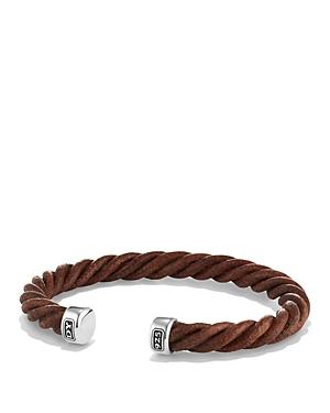 David Yurman Cable Classics Leather Cuff Bracelet In Brown
