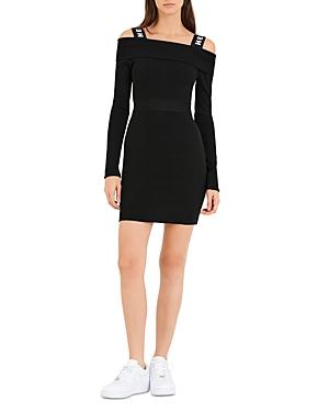 Herve By Herve Leger Ribbed Logo Strap Dress