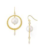 Chan Luu Cultured Freshwater Pearl Ring Drop Earrings In 18k Gold-plated Sterling Silver