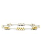 Freida Rothman Fleur Bloom Thin Stacking Bangle Bracelet In 14k Gold-plated & Rhodium-plated Sterling Silver