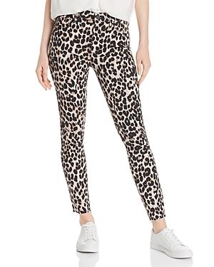 Paige Hoxton Raw-hem Ankle Jeans In Pink Leopard