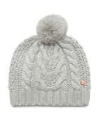Ted Baker Quirsa Faux Fur Pom-pom Cable-knit Beanie