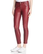 Theory Leather Skinny Jeans In Deep Mulberry