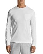 Reiss Bruno Cotton Solid Long Sleeve Pocket Tee