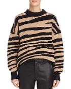 Anine Bing Cheyenne Zebra-print Cashmere Sweater