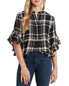 Vince Camuto Plaid Ruffled Top