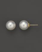 11mm Cultured South Sea Pearl Earrings In 18k White Gold