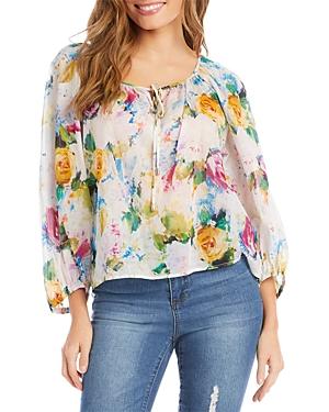 Karen Kane Cotton Floral Peasant Top