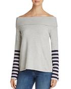 Marled Stripe Sleeve Off-the-shoulder Sweater - 100% Exclusive