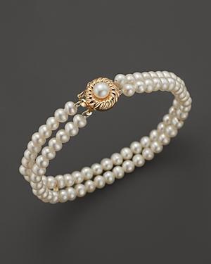Cultured Freshwater Pearl Two Row Bracelet In 14k Yellow Gold